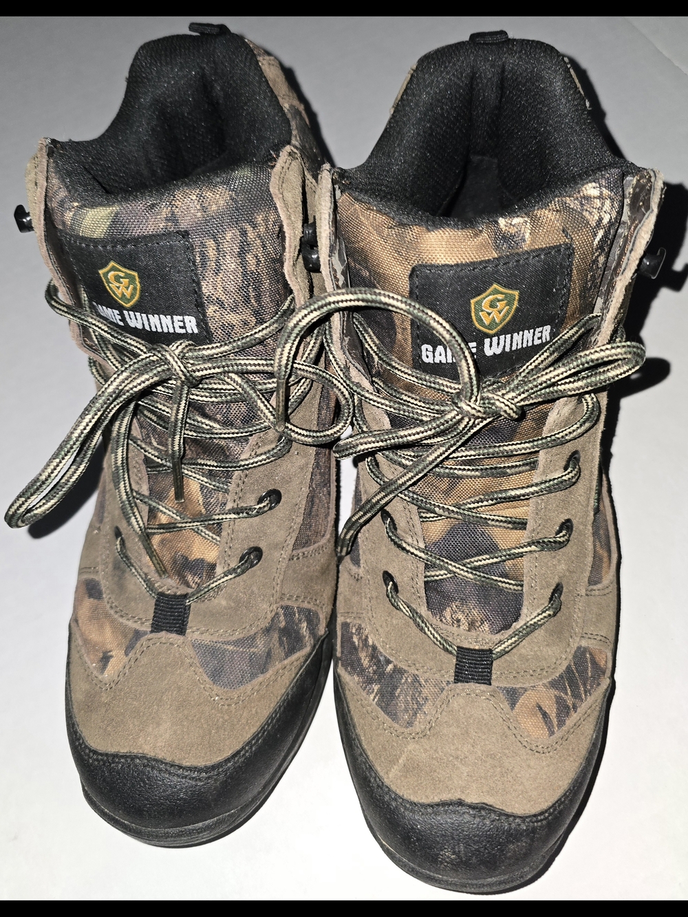 GAME WINNER CAMO BOOTS WEATHER PROOF MEN SIZE 11 HUNTING/TRAIL/WORK/LIGHT WEAR